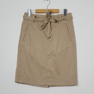Tommy Hilfiger Cotton Skirt A-Line Khaki Tan Belted Skirt Casual Preppy Pockets
